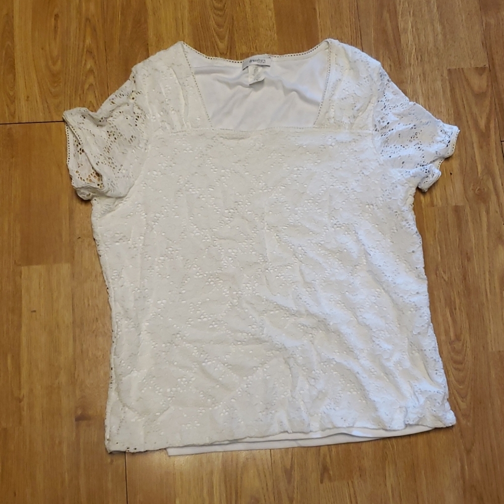Dressbarn plus white eyelet stretch top 1X